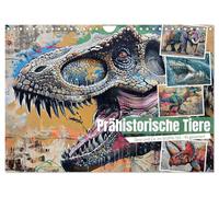 Prähistorische Tiere (Wandkalender 2026 DIN A4 quer), CALVENDO Monatskalender: Ausgestorbene Tierarten im coolen Graffiti Stil - KI generiert
