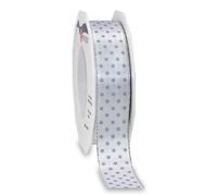 Präsent 6942520-631 Nastro di Raso Stampato, Poliestere, Bianco-Argento, 25mm-20m
