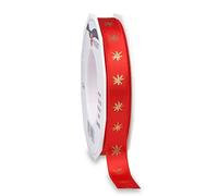 Präsent 721520-609 Nastro Stampato, Poliestere, Rosso, 20-m-Roll 15 mm Width