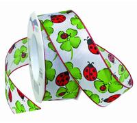 Präsent C.E. Pattberg Nastro Coccinella con Fil di Ferro, Larghezza 40 mm, Lunghezza 20 m, Colore: Rosso/Verde/Bianco