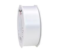 PRÄSENT C.E. PATTBERG Nastro raso bianco, nastro di raso per impacchettare regali, lungh. 25 m, largh. 40 mm, nastro per pacchi regalo, per decorare e bricolage, per varie occasioni