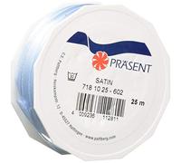 PRÄSENT C.E. PATTBERG Nastro raso colore azzurro, nastro di raso per impacchettare regali, lungh. 25 m, largh. 10 mm, nastro per pacchi regalo, per decorare e bricolage, per varie occasioni