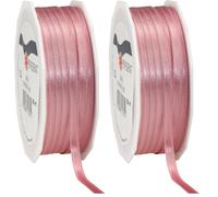 PRÄSENT C.E. PATTBERG Nastro raso colore rosa scuro, nastro di raso per impacchettare regali, lungh. 50 m, largh. 6 mm, nastro per pacchi regalo, per decorare e bricolage, per varie occasioni