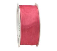 PRÄSENT Four Seasons - Nastro Trasparente con Bordo in Filo di Corallo, 25 m, Larghezza 40 mm, Facile da Piegare per Decorare e Fai da Te, per Occasioni Speciali