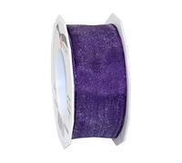 Präsent - Four Seasons Organza Wired Edge Ribbon Viola 40 mm Larghezza, 25 m Lunghezza