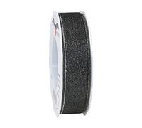 Präsent Glitter satin-25, mm x 20 Meters, Poliestere, Nero/Argento, 11 x 11 x 3 cm