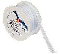 Präsent Marseille - Nastro in organza con bordi in raso, 10 mm, 50 m, colore: Bianco