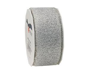 Präsent " Metallic Lace Ribbon Spool, Poliestere, Argento, 9 x 9 x 4 cm