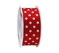Präsent - Nastro a pois cablato e stampato rosso-bianco 40 mm di larghezza, 20 m di lunghezza