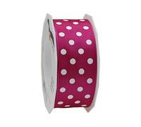 C.E. Pattberg Nastro in taffetà a Pois, Magenta/Bianco, 40 mm - 20 m, Seide, Tortora