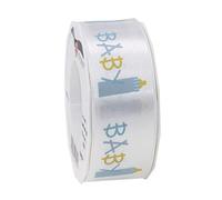 Präsent - Nastro di raso blu stampato bambino larghezza 40 mm, lunghezza 20 m