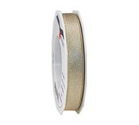 Präsent - Nastro di Raso Glitterato Color Crema-Oro, Rotolo da 20 m, Larghezza 15 mm