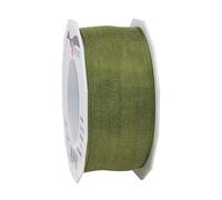 Präsent - Nastro in organza, 40 mm, lunghezza 25 m, colore: verde oliva