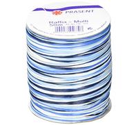 Präsent - Nastro in Rafia per Decorazioni, 50 m, Colore: Blu/Bianco