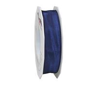 Präsent - Nastro in taffetà Lione con filo metallico blu navy larghezza 25 mm, lunghezza 25 m