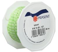 PRÄSENT Nastro Regalo, Poliestere, Mela Verde/Bianco, 20-m-Rolle 10 mm, unità