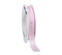 Präsent - Nastro stampato Herzilein rosa, larghezza 15 mm, lunghezza 20 m