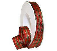 Präsent - Nottingham Wired Ribbon Rosso-Verde 15 mm Larghezza, 20 m Lunghezza