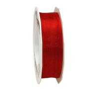 Präsent Organza Wired Edge Ribbon, 25mm-25m, Red 25mm - 25m Red