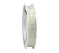Präsent Pattberg - Nastro in taffettà con Motivo Cuore, Altezza 15 mm, Lunghezza 20 m, Colore Bianco