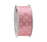 Präsent - Polka Dots Wired & Stampato Nastro Rosa Chiaro-Bianco Larghezza 40 mm, Lunghezza 20 m