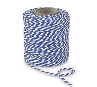 PRÄSENT SPAGO DI COTONE Cordino blu/bianco, rocchetto di spago per decorazioni in materiale naturale, lungh. 50 m, largh. 2 mm, spago a due colori per bricolage e decorazioni, biodegradabile