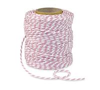 PRÄSENT SPAGO DI COTONE Cordino rosa antico/bianco, rocchetto di spago per decorazioni in materiale naturale, lungh. 50 m, largh. 2 mm, spago a due colori per bricolage e decorazioni, biodegradabile
