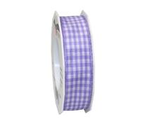 PRÄSENT Vichy - Nastro in taffettà a Quadretti, 25 mm x 20 m, Colore: Bianco e Violetto