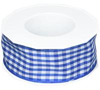 Präsent Vichy - Nastro in taffettà a Quadretti, 40 mm x 20 m, Colore: Blu e Bianco