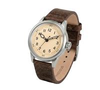 PRAESIDUS | - - Orologi da Polso da Uomo Militari - Quadrante Bianco da 42 mm e Cinturino in Pelle Marrone, Assemblato negli USA, Automatico