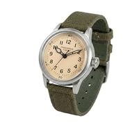 PRAESIDUS | - - Orologi da Polso da Uomo Militari - Quadrante Bianco da 42 mm e Cinturino in Tela Verde, Assemblato negli USA, Automatico