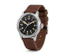 PRAESIDUS | - - Orologi da Polso da Uomo Militari - Quadrante Nero da 38 mm e Cinturino in Nailon Marrone, Assemblato negli USA, Automatico
