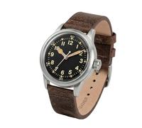 PRAESIDUS | - - Orologi da Polso da Uomo Militari - Quadrante Nero da 38 mm e Cinturino in Pelle Marrone, Assemblato negli USA, Automatico