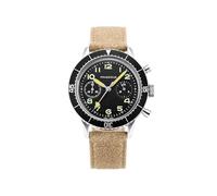 PRAESIDUS | - - Orologi per Uomo, Orologi da polso Uomo - Cronografo, Militare - Cassa 38mm - Quadrante Nero, Cinturino in Pelle Sabbia Effetto Invecchiato | Pilota, Regalo