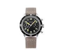 PRAESIDUS | - - Orologi per Uomo, Orologi da polso Uomo - Cronografo, Militare - Cassa 38mm - Quadrante Nero, Cinturino in Tela Grigio Chiaro | Pilota, Regalo