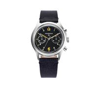 PRAESIDUS | PAC-76 - Orologio cronografo, Orologi da polso da uomo - Pilota, Militari - Cassa da 38 mm, Quadrante Nero Popcorn - Cinturino in Pelle Nero, Assemblato negli Stati Uniti | Regali per Uomo