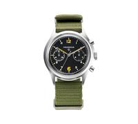PRAESIDUS | PAC76 - Orologio cronografo, Orologi da polso da uomo - Pilota, Militari - Cassa da 38 mm, Quadrante Nero Popcorn - Cinturino in Nailon Verde, Assemblato negli Stati Uniti | Regali