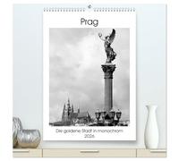Prag - Die goldene Stadt in monochrom (hochwertiger Premium Wandkalender 2026 DIN A2 hoch), Kunstdruck in Hochglanz: Monochrome Bilder aus Prag im Hochformat.