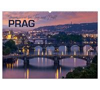 PRAG Impressionen bei Tag und Nacht (Wandkalender 2026 DIN A2 quer), CALVENDO Monatskalender: Einzigartiges historisches Stadtherz