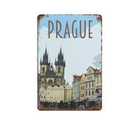 Praga Ceca Old Town Square, Targa in metallo retrò vintage per la decorazione della parete del caffè della casa (15 x 30 cm) 15,2 x 30,5 cm B51