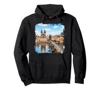 Praga Città Vecchia Ponte Fiume Città Storica Grafico Scenic Felpa con Cappuccio