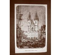 Praga o Praha nel 1866 La Chiesa di Teyn Boemia Repubblica Ceca