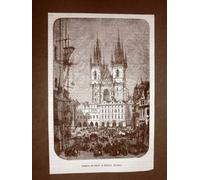 Praga o Praha nel 1866 La Chiesa di Teyn Boemia Repubblica Ceca