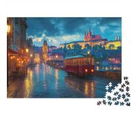 Praga, Repubblica Ceca al crepuscolo Puzzle 1000 Pezzi Ponte Carlo Puzzle Legno Premium Facile Da Comporre Per Adulti Idea Regalo Decorazione Famiglia Giochi Rilassamento 1000pcs (75x50cm)