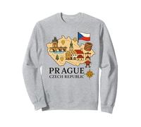 Praga Repubblica Ceca Cartone animato Mappa Destinazioni Souvenir Felpa