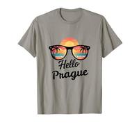 Praga Repubblica Ceca Hello Travel Vacation Maglietta