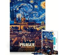Praga, Repubblica Ceca - Notte stellata - Puzzle da 1000 pezzi per adolescenti, gioco di allenamento mentale, gioco di gruppo, taglio di precisione, regalo per festival 38x26cm
