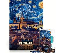 Praga, Repubblica Ceca - Notte stellata - Puzzle da 1000 pezzi per adulti - Gioco di logica e intrattenimento - Arte rilassante - Taglio di alta qualità 38x52cm