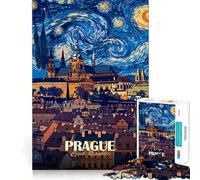 Praga, Repubblica Ceca - Notte stellata - Puzzle per ragazzi da 1000 pezzi - Stimola la memoria, rilassa il tempo, bordi precisi, 50x75cm