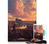 Praga, Repubblica Ceca Puzzle da 1000 pezzi per ragazzi Gioco stimolante per la mente Semplice e divertente Taglio preciso Babbo Natale Desiderio Scegli 38x26cm